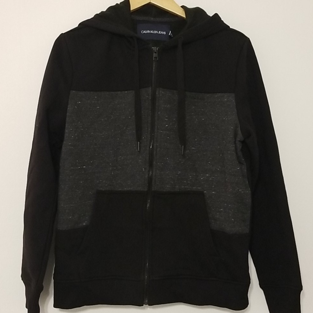 Calvin Klein Jeans Black+Gray Zip Up Hoodie [NWT]